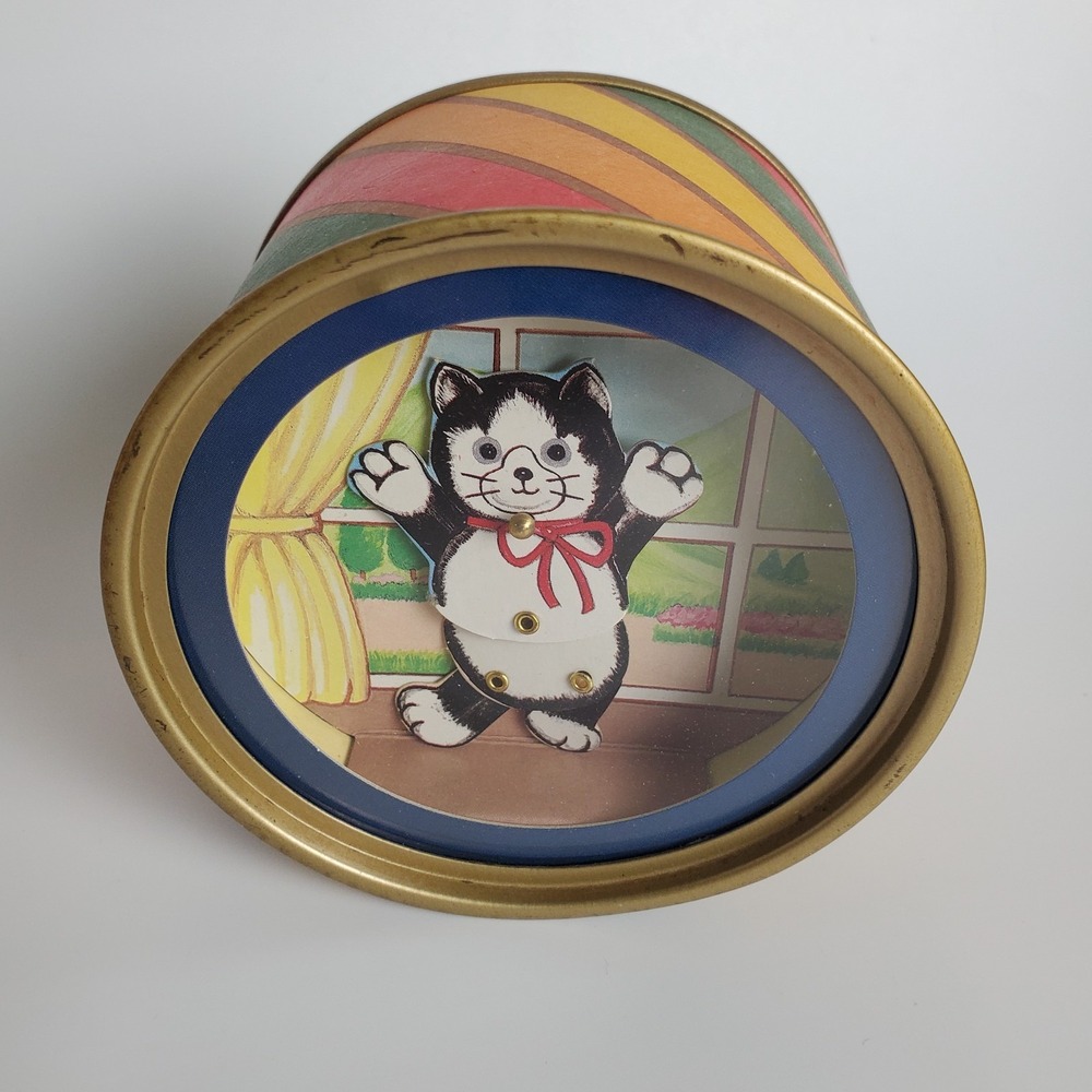 Vintage Otagiri Japan Animated Dancing Tuxedo Cat Flash Dance Music Box 12/1030